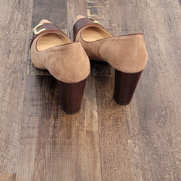 ADRIENNE VITTADINI Women's Nanna Buckle Block Heel Pointed Toe Suede Shoes 8.5 - Picture 5 of 13